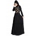 Embroidered pleated abaya- Black-Beige Embroidered pleated abaya- Black-Beige
